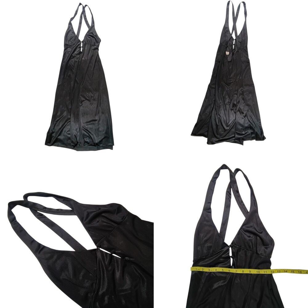Vintage Babydoll Slip Dress Sz Sm Black Satin Fairy Whimsigoth Lingerie Romantic